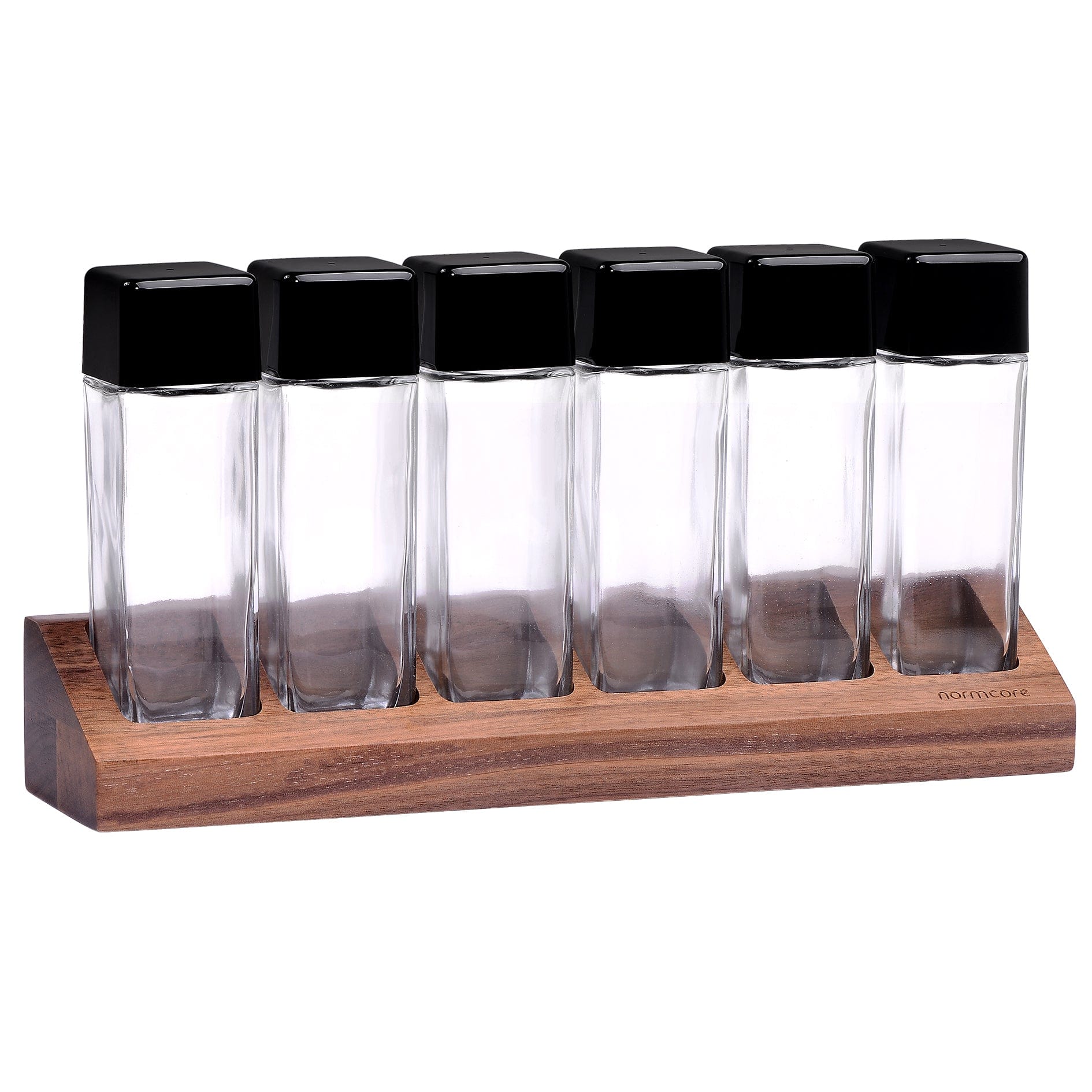 Normcore / 6 GLASS TUBES COFFEE BEAN CELLARS WITH WALNUT STAND - Image 3